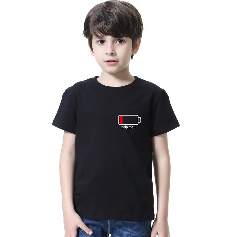 Kids 100% Full Battery Design T-shirts for Summer childrensterritory