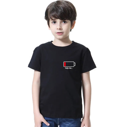 Kids 100% Full Battery Design T-shirts for Summer childrensterritory
