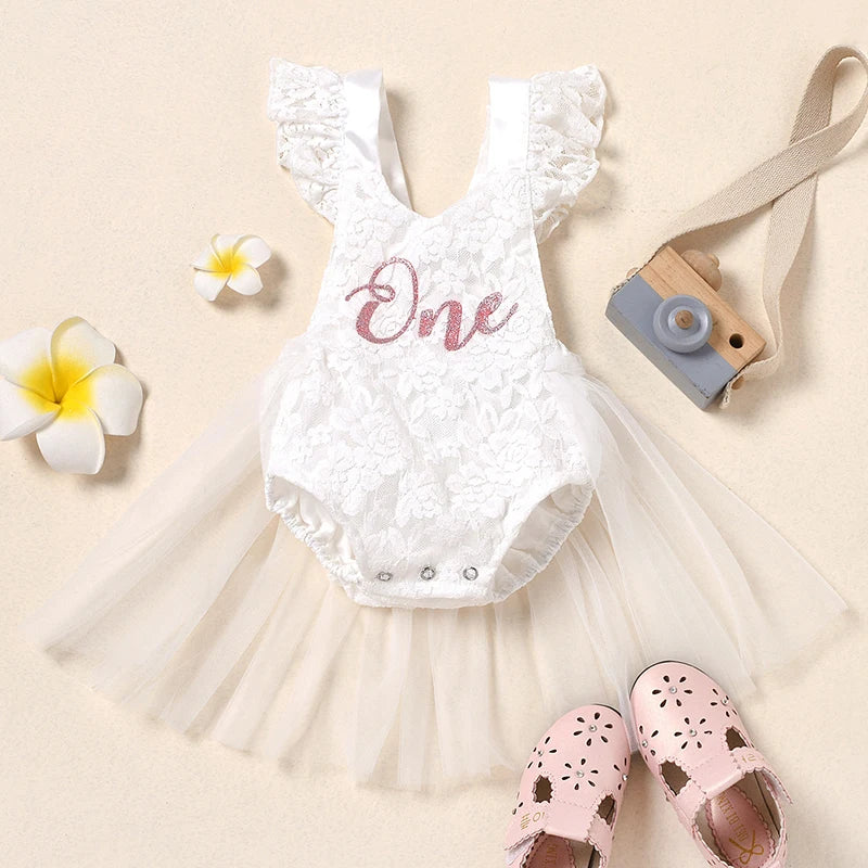Baby Girls Cute Flower Lace Design Sleeveless Rompers childrensterritory