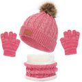 Toddler 3Pcs Cute Pompom Knitted Hats Scarf Gloves Set childrensterritory