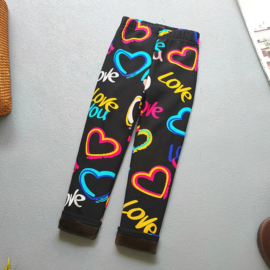 Plus Velvet Printed Kids Girls Winter Leggings childrensterritory