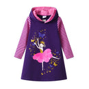 Kids Girls Fairy Cartoon Print Hooded Cotton Dress childrensterritory