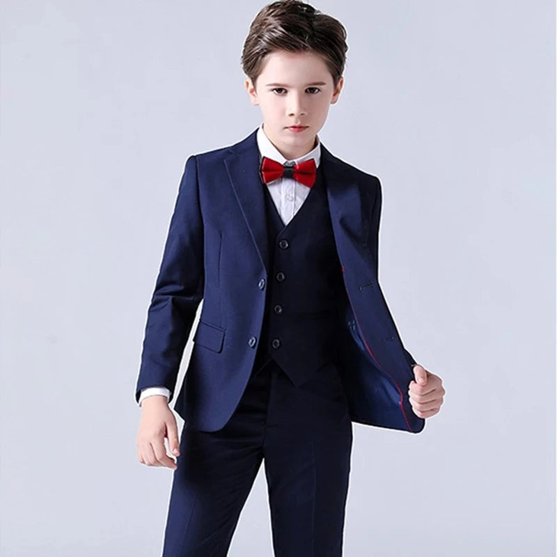 Kids Boys Top Quality Plaid Wedding Suit Formal Tuxedo