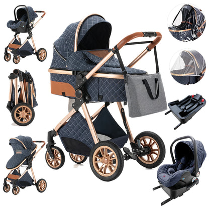 3 in 1 Portable High Landscape Luxury Baby Stroller