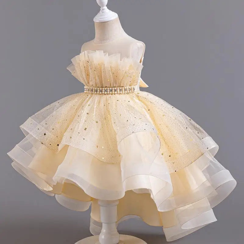 Flower Sequin Design Fluffy Princess Dresses For Girls childrensterritory