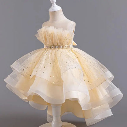 Flower Sequin Design Fluffy Princess Dresses For Girls childrensterritory