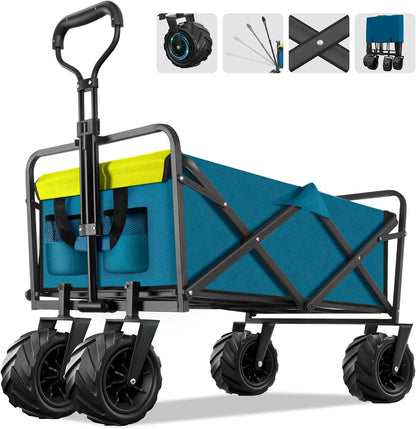 Collapsible Beach Wagon Cart for Sand Camping with Large Wheels childrensterritory