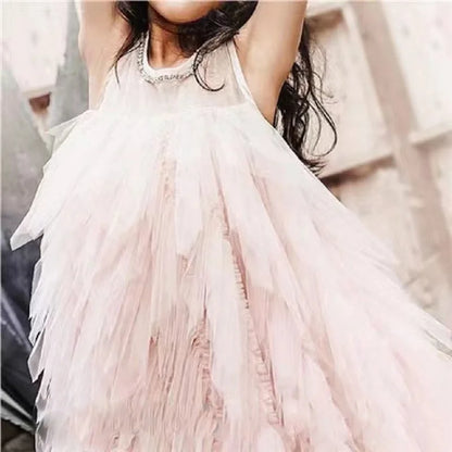 Kids Girls Sequins Tutu Layered Sleeveless Party Dress childrensterritory
