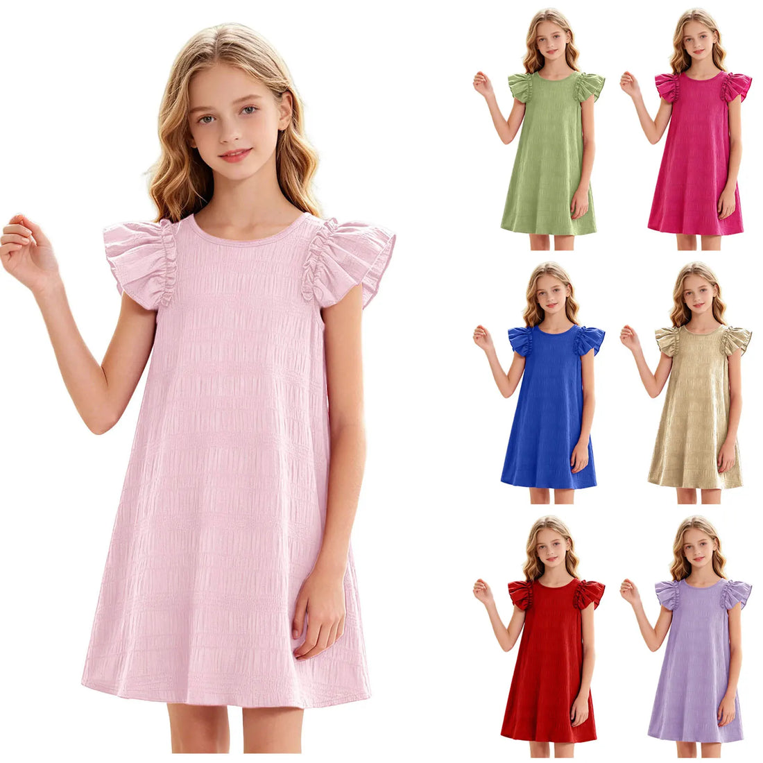 Girls Flying Sleeves Casual Daily Dresses for Summer