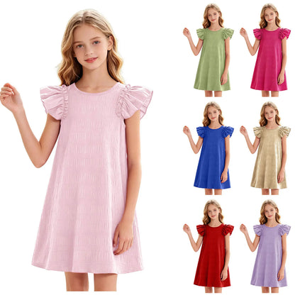 Girls Flying Sleeves Casual Daily Dresses for Summer