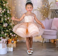 Baby/Kid Girl Tutu Fluffy Sequins Formal Gold Dress