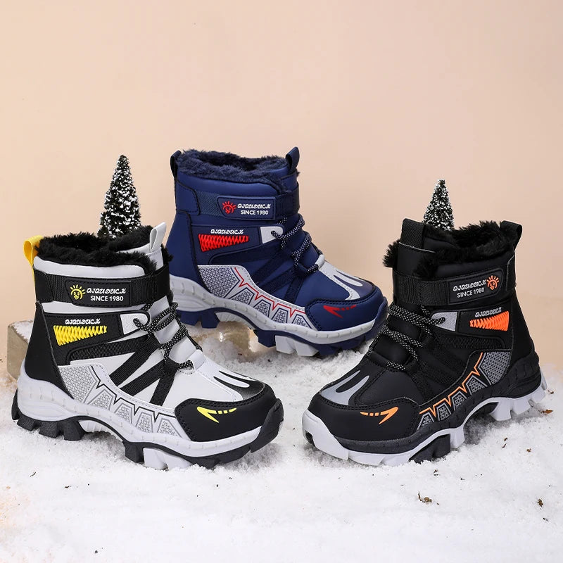 Anti-slip Kids Boys Ankle Boots with Motorcycle Hook and Loop