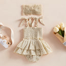 Baby Girl Hollow-Out Sling Bodysuits with Headband Set childrensterritory
