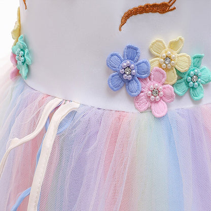 Kids Girls Unicorn Design Christening Gown or Cosplay Costume childrensterritory