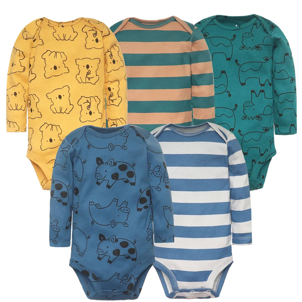 Cartoon Print Soft Cotton Bodysuits For Newborn Babies childrensterritory