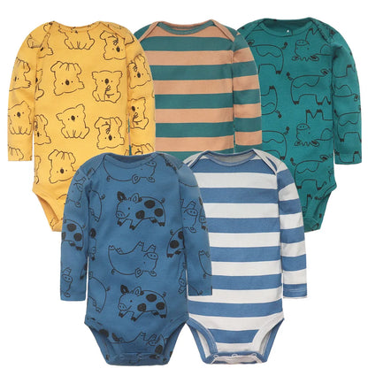 Cartoon Print Soft Cotton Bodysuits For Newborn Babies childrensterritory