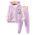 2pcs Hooded Contrasting Kids Fall Tracksuit Set childrensterritory