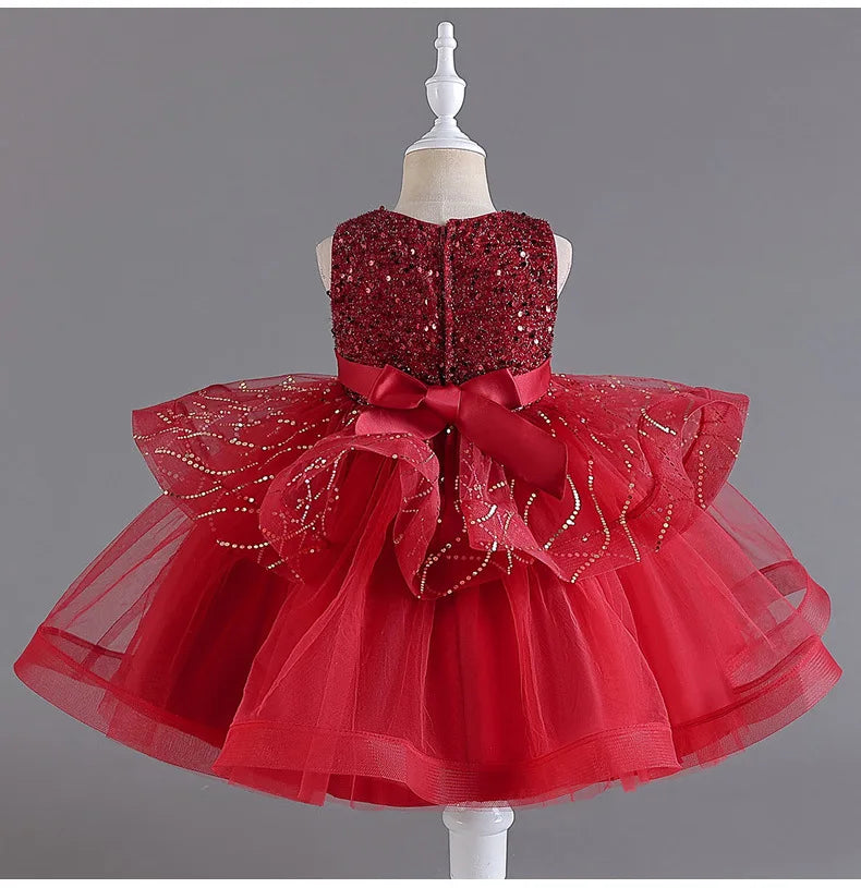 Kids Girls Sequins Design Tutu Wedding Party Dresses