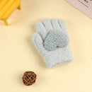 Kids Cartoon Design Furry Coral Fleece Short Gloves Mittens childrensterritory