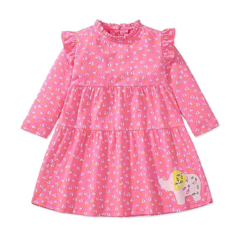 Long Sleeves Unicorn Print Casual Dresses For Girls childrensterritory
