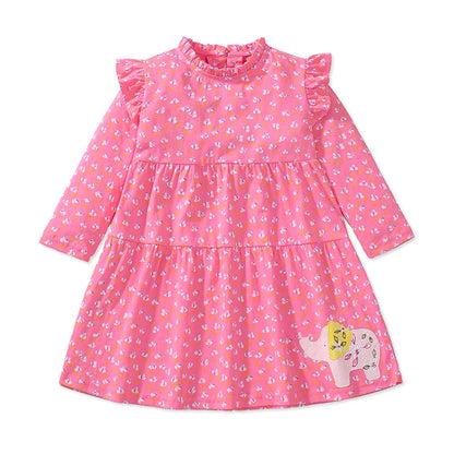 Long Sleeves Unicorn Print Casual Dresses For Girls childrensterritory