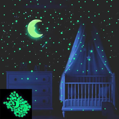 100Pcs 3D Colorful Luminous Stars Stickers for Bedroom