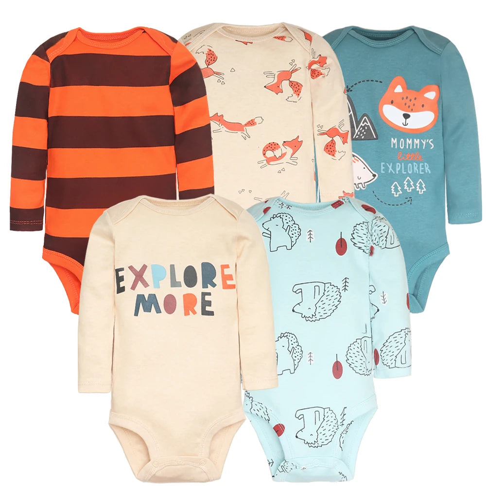 Cartoon Print Soft Cotton Bodysuits For Newborn Babies childrensterritory