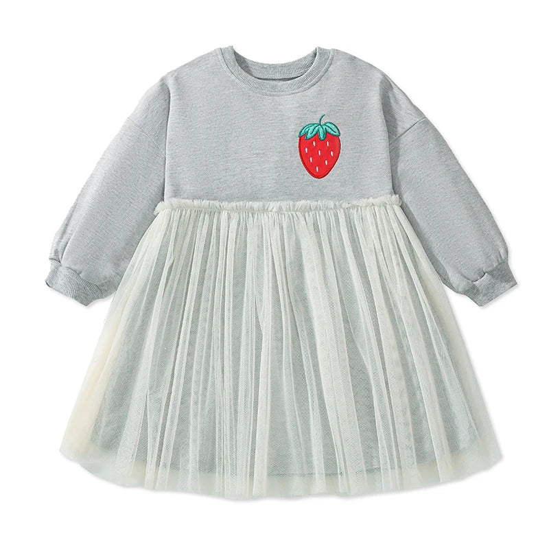 Kids Girls Cartoon Design Long Sleeves Autumn Dresses childrensterritory