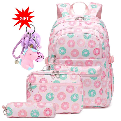 Donuts Print: 3 Pcs/Set of School Backpacks for Teenage Girls