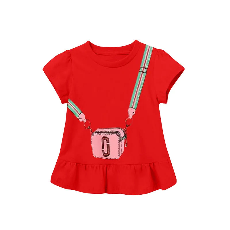 Unicorn and Ice Cream Embroidery Summer Tops for Girls