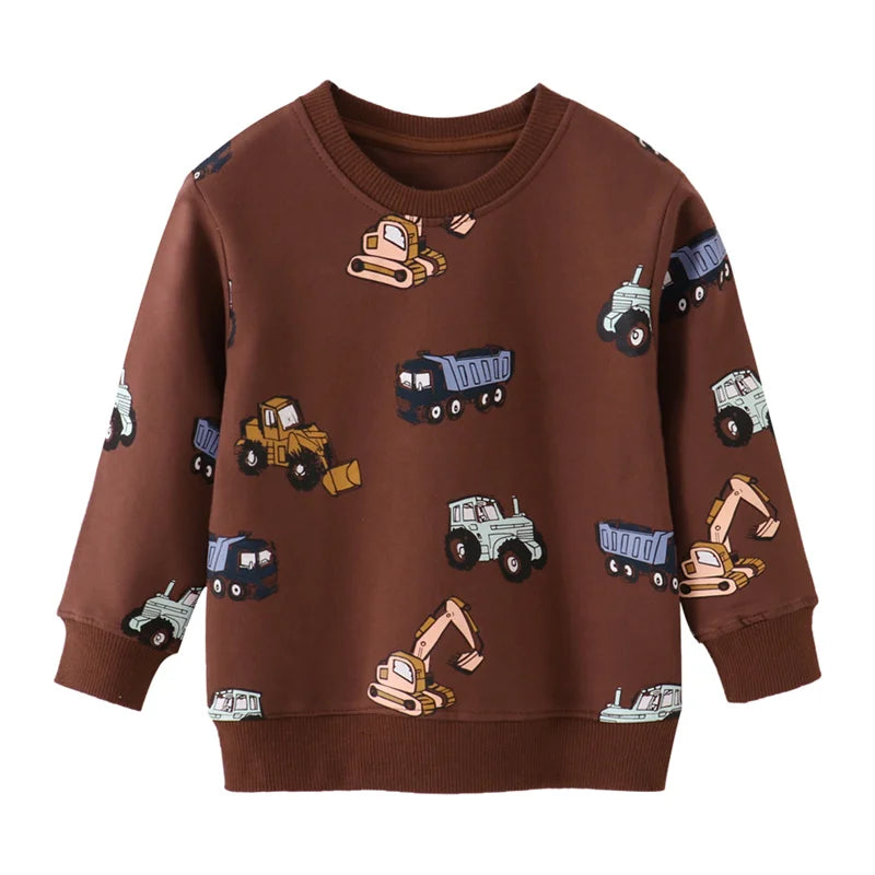 Cartoon Animal Print Long Sleeve Kids Boys Sweatshirts