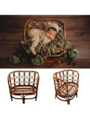 Vintage Handmade Wood Bamboo Basket Baby Photoshoot Prop childrensterritory