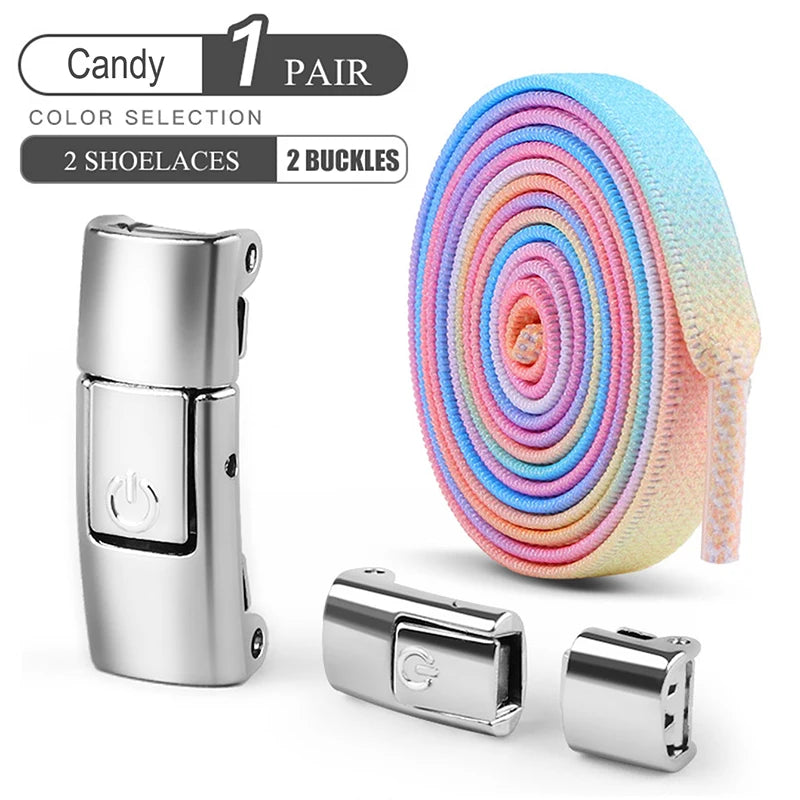 Kids 8mm Elastic Laces Press Lock Shoelaces for Shoes