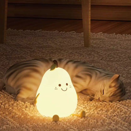 Rechargeable Pear Design 7 Colors Silicone Night Light childrensterritory