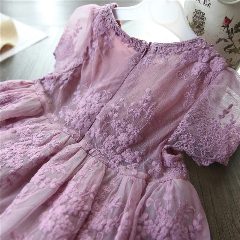 Kids Girls Lace Flower Design Birthday, Wedding Dresses childrensterritory