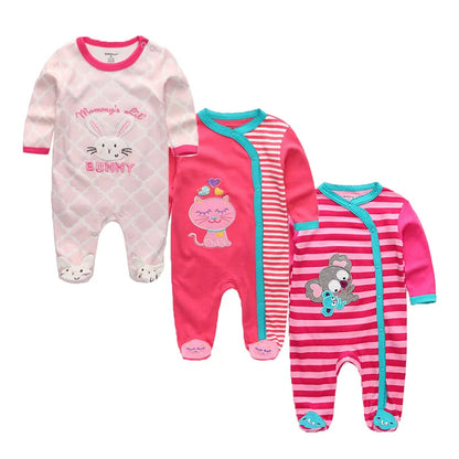 Long Sleeve Overall Printed Baby Zipper Rompers