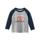Rugby Letter Print Kids Boys Bottoming Cotton T-shirts childrensterritory