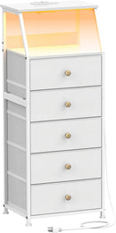 Dresser with Nightstand, Fabric Drawers, and White Shelves childrensterritory
