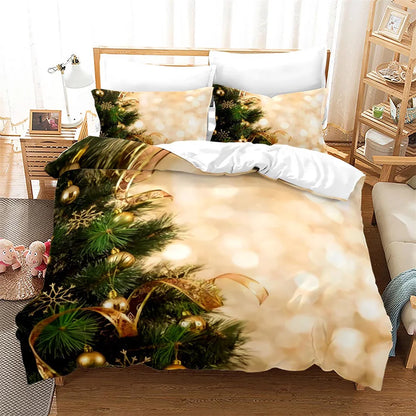Snowflake Bells Pattern Christmas Duvet Cover Set for Kids Bed childrensterritory
