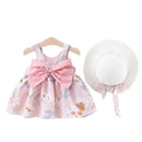 Baby Girl Big Bow Floral Princess Dress with Hat childrensterritory