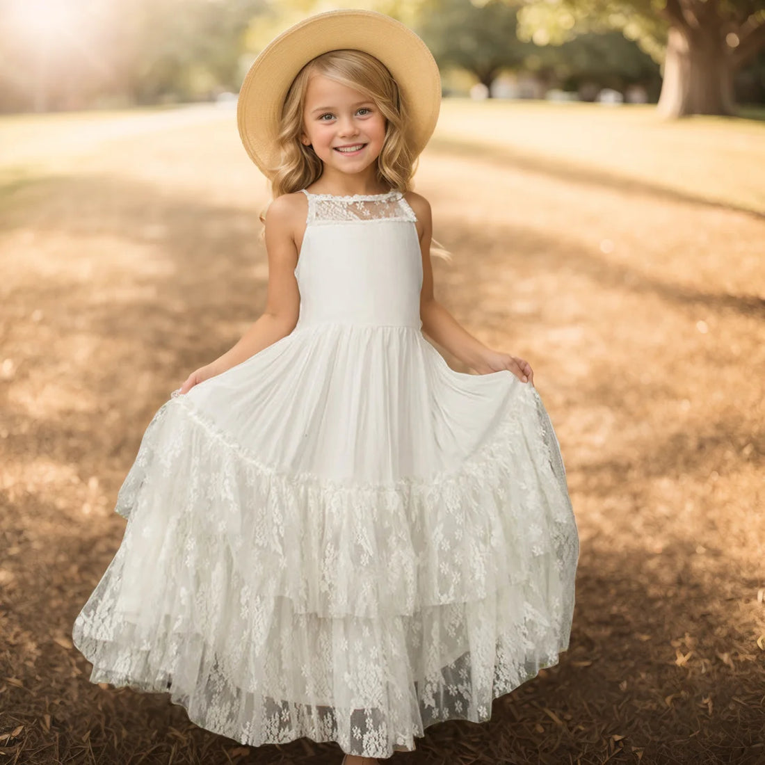 Girls Long Lace Design Plus Size Summer Princess Dresses childrensterritory