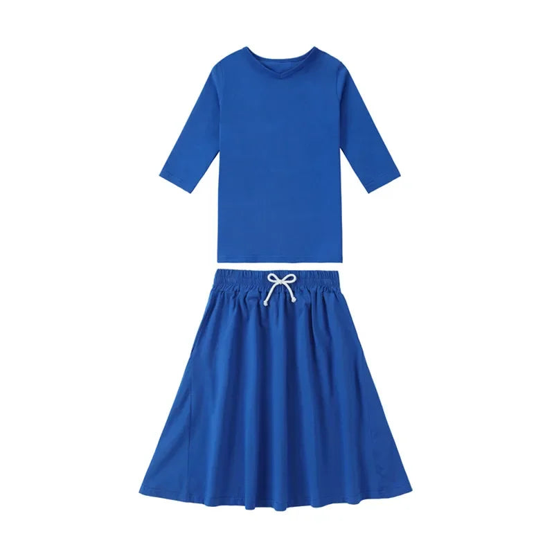 Solid Colour Summer Casual Family Matching Clothing Set