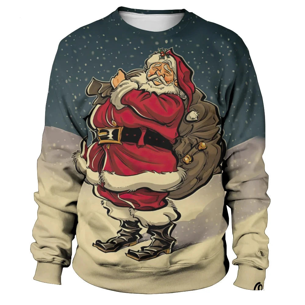 Funny Santa Claus Printed Sweatshirts For Men childrensterritory