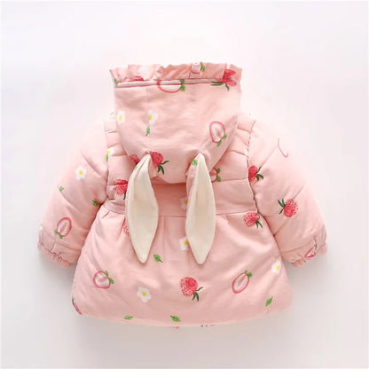 Toddler Girls Long Sleeve Printed &amp; Hooded Soft Jacket