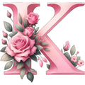 Self-Adhesive Pink Flower Letter Art Wall Decals childrensterritory