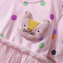 Kids Girls Cartoon Cat Embroidered Pink Summer Dress childrensterritory