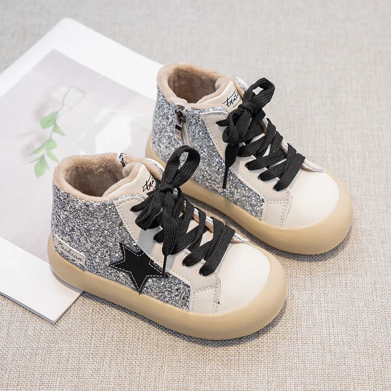 Kids Girls Sequined Board Star Casual Sneakers childrensterritory