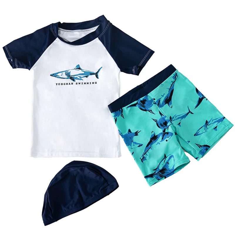 3pc Baby/Kids Boys Sun Protection Swimwear With Hat