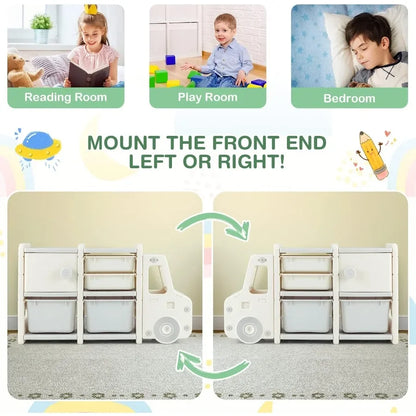 Car Design Kids Enclosed Toy Storage Organizer for Playroom