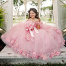 Tulle Floral Appliques Pageant Dress for Girls with Trailing